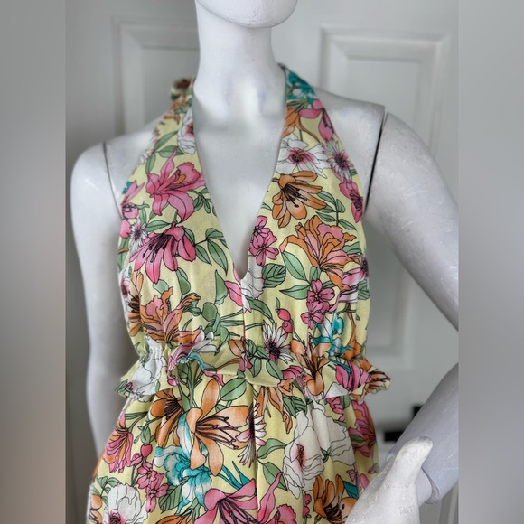 Charles Henry Floral Halter Linen Blend Midi Dress Size XS. A21 - Picture 4 of 16